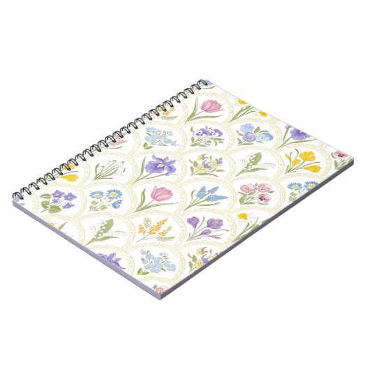 Frühjahrsgarten Blume in Regenbogenmedallion Notizblock (Linke Seite)