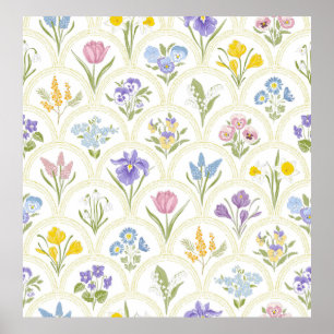 Frühjahrsgarten Blume in Regenbogenmedallion Poster