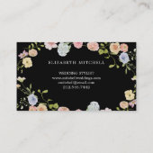 Frühjahrsgarten Blumen auf Schwarz | Monogramm Visitenkarte (Rückseite)