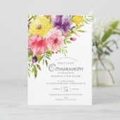 Frühjahrsgarten Blumen Erste Kommune Einladung (Stehend Vorderseite)