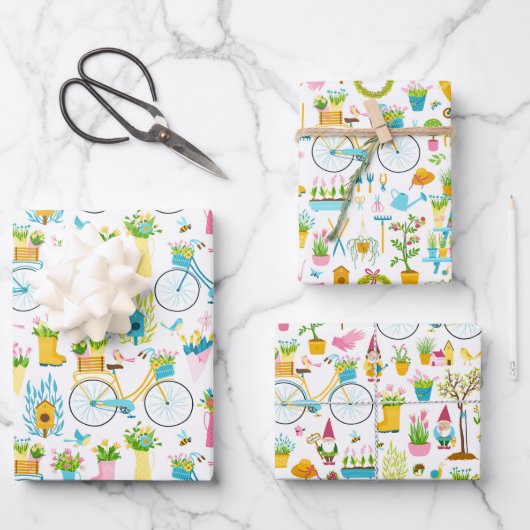 Frühjahrsgarten Geschenkpapier Set (Vorderseite)