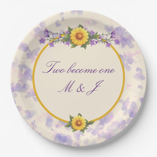 Frühjahrsgarten Hochzeitscreme Pappteller (Vorderseite)