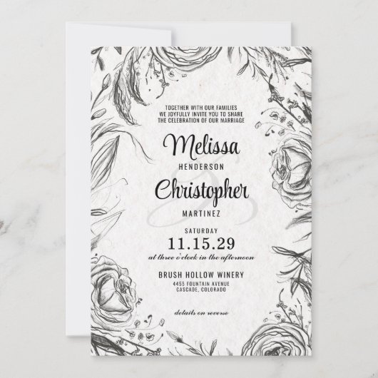 Frühjahrsgarten mit QR-Code Einladung zur Hochzeit (Vorderseite)