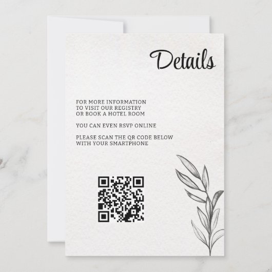 Frühjahrsgarten mit QR-Code Einladung zur Hochzeit (Rückseite)