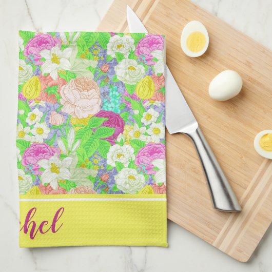 Frühjahrsgarten personalisiertes Küchentuch (Viertel Falte)