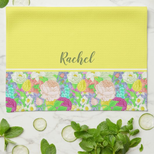 Frühjahrsgarten personalisiertes Küchentuch (Gefaltet)