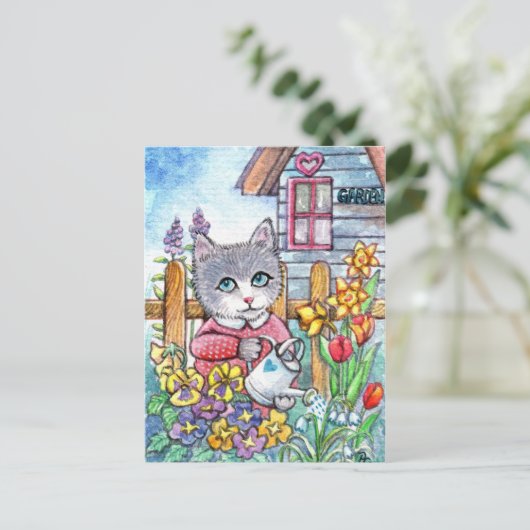 Frühjahrsgarten Postkarte (Stehend Vorderseite)