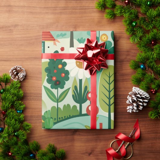 Frühjahrsgarten Retro Custom Muster Geschenkpapier (Feiertagsgeschenk)