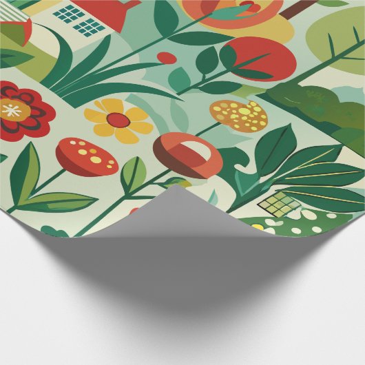 Frühjahrsgarten Retro Custom Muster Geschenkpapier (Ecke)