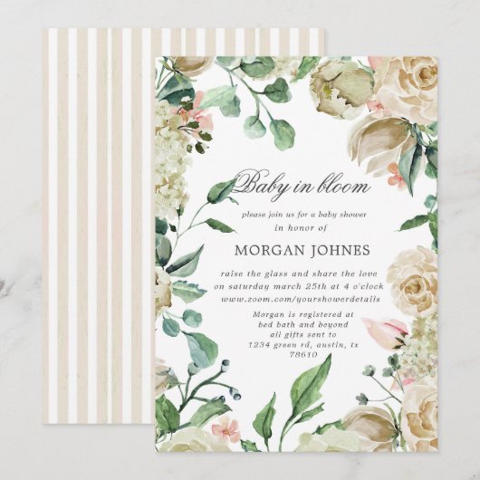 Frühjahrsgarten virtuelle Dusche Einladung (Vorne/Hinten)