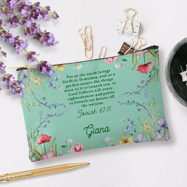 Frühjahrsgarten Wildblume Bibel Verse Personalisie Zubehörtasche