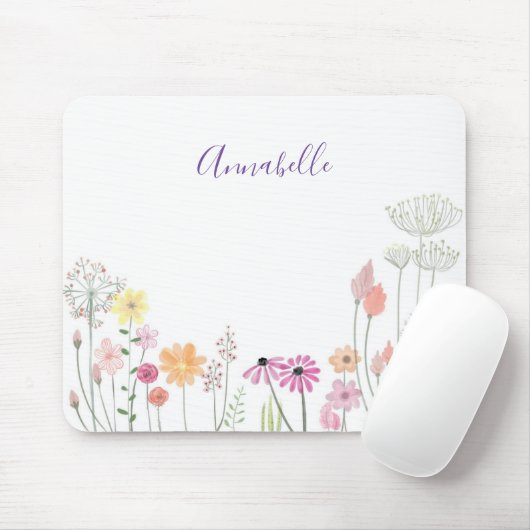 Frühjahrsgarten Wildblume | PERSONALISIERT Mousepad (Mit Mouse)