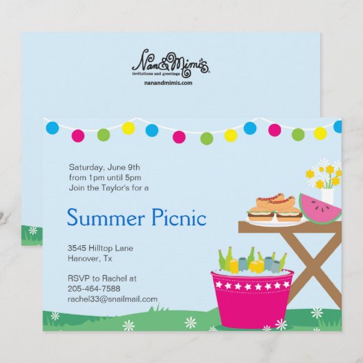 Frühjahrsgartengrill-Party Einladungen (Vorne/Hinten)