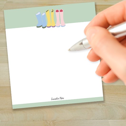 Frühjahrsgärtnerstiefel individuell anpassbar notizblock