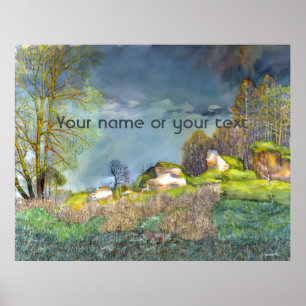 Frühjahrsgewitter-Gemälde  Aquarell Poster