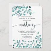 Frühjahrsgrün Eukalyptus Blütenhochzeit Einladung (Vorderseite)