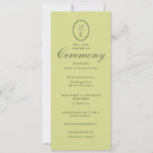 Frühjahrsgrünes Monogramm-Hochzeitsprogramm Einladung (Vorderseite)