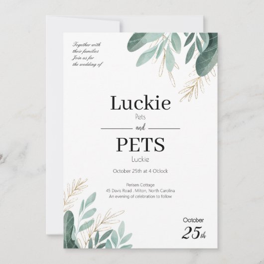 Frühjahrsheirat Einladung mit Leaf und Blume (Vorderseite)