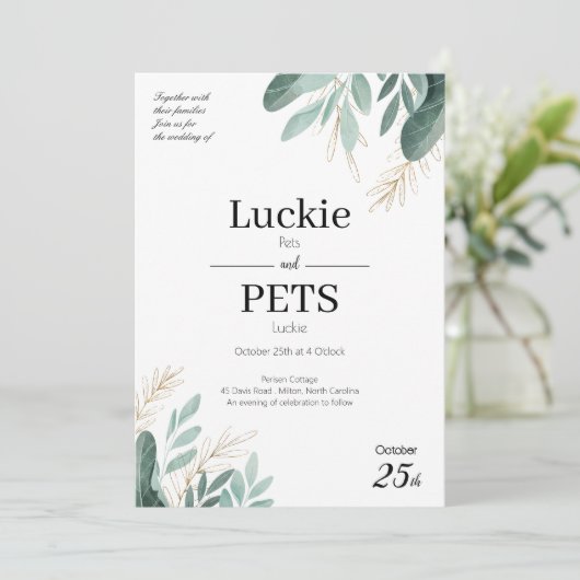 Frühjahrsheirat Einladung mit Leaf und Blume (Stehend Vorderseite)