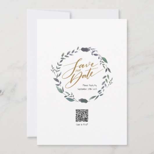 Frühjahrsheirat Einladung mit Leaf und Blume (Rückseite)