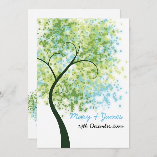 Frühjahrsheirat Wirbler Baum "Save the Date" Einladung (Vorne/Hinten)