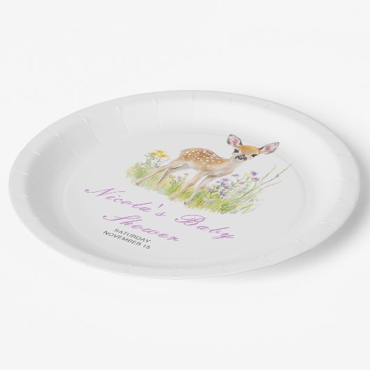 Frühjahrshirschdusche Pappteller (Schrägansicht)