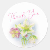 Frühjahrshochzeit danke hellebore Aquarellkunst Runder Aufkleber (Vorderseite)