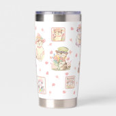 Frühjahrskatzen HaselBlume Pfirsichweiß Thermobecher (Rückseite)