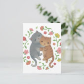 Frühjahrskatzen und Blume Postkarte (Stehend Vorderseite)