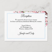 Frühjahrskirsche blüht rosa blaue Hochzeitsempfehl Begleitkarte (Vorderseite)