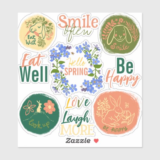 Frühjahrskrapbook niedliche sonnige Positivkleber Aufkleber (Blatt)