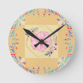 Frühjahrskunst, Blume Grafik Design Runde Wanduhr