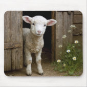 Frühjahrslamm an der Scheunentür Mousepad (Vorne)