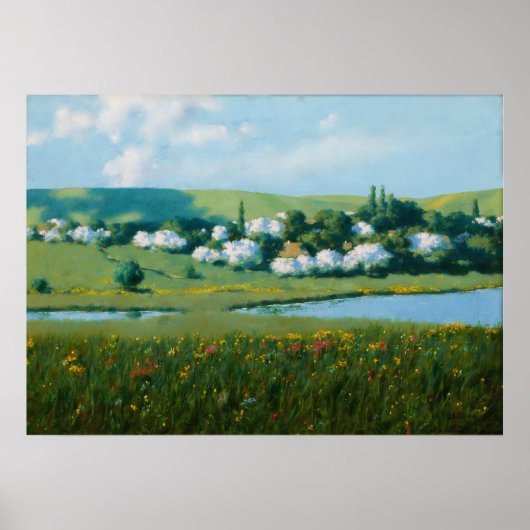 Frühjahrslandschaft mit dem Teich Stanisław Witkie Poster (Vorne)