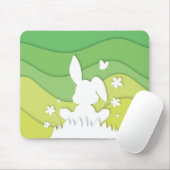 Frühjahrslandschaft, Osterhase auf Gras Mousepad (Mit Mouse)