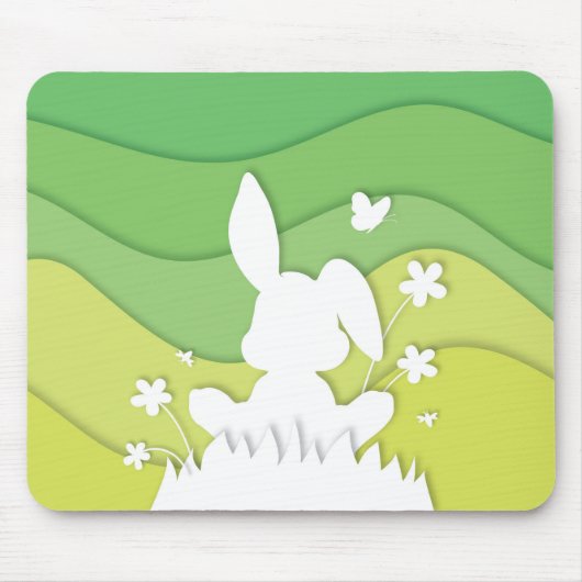 Frühjahrslandschaft, Osterhase auf Gras Mousepad (Vorne)