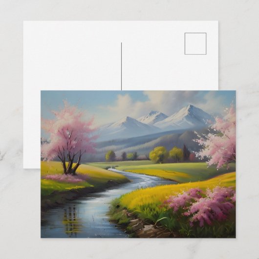 Frühjahrslandschaft Postkarte (Vorne/Hinten)