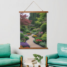 Frühjahrslandschaft Wandteppich Mit Holzrahmen