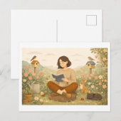 Frühjahrslektüre: Frühling Postkarte (Vorne/Hinten)