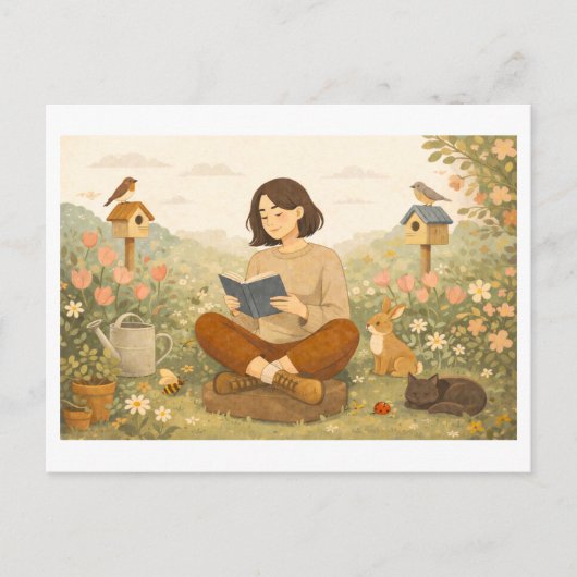 Frühjahrslektüre: Frühling Postkarte (Vorderseite)