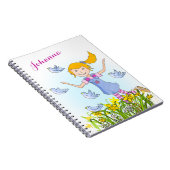 Frühjahrsmädchen jagen Vögel Kinder Notizbuch Notizblock (Rechte Seite)