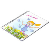 Frühjahrsmädchen jagen Vögel Kinder Notizbuch Notizblock (Linke Seite)