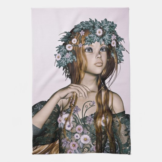 Frühjahrsmädchen Küchentuch (Vertikal)