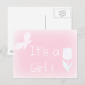 Frühjahrsmädchen - personalisierte Geburtsankündig Postkarte (Vorne/Hinten)