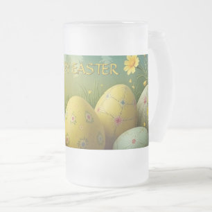 Frühjahrsmagie mit Ostereiern in einem Meer von Bl Mattglas Bierglas
