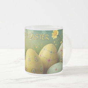 Frühjahrsmagie mit Ostereiern in einem Meer von Bl Mattglastasse