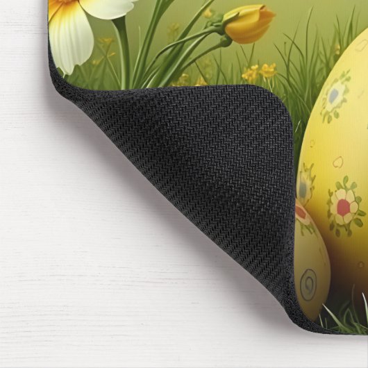Frühjahrsmagie mit Ostereiern in einem Meer von Bl Mousepad (Ecke)
