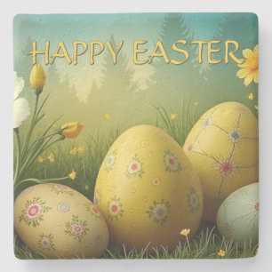 Frühjahrsmagie mit Ostereiern in einem Meer von Bl Steinuntersetzer