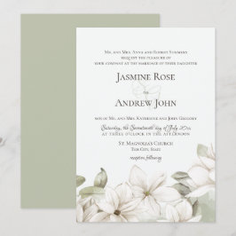 Frühjahrsmagnolia Blossom Blush and Sage Wedding Einladung