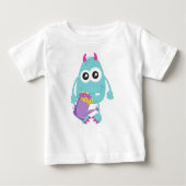 Frühjahrsmonster, Blaumonster, Blume, Hörner Baby T-shirt (Vorderseite)